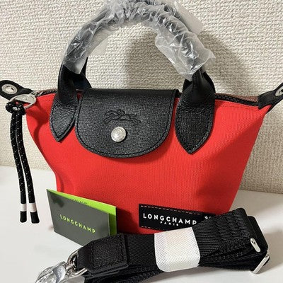 Longchamp Le Pliage Limited Collection XS size Tote Bag Handbag Red Leather