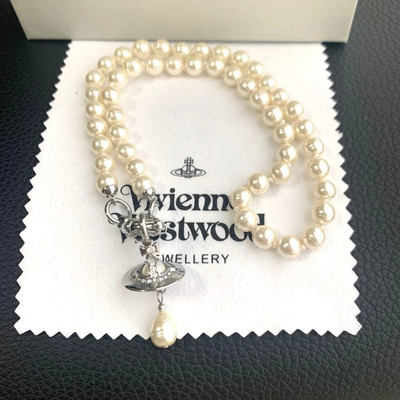 Vivienne Westwood Pearl Choker Alexa Necklace/Silver & Pearl Box included