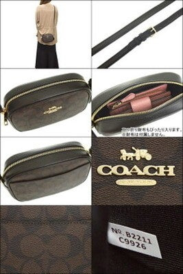 COACH Jamie Camera Bag CA547 Brown Gold Hardware Signature Canvas Leather Women