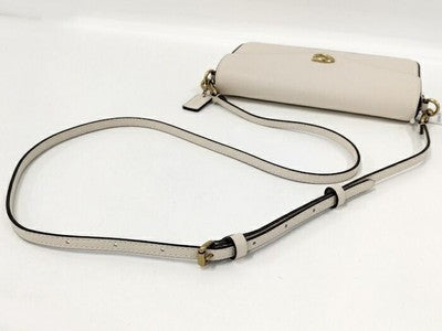 COACH Leather Shoulder Bag Ivory PVC Coating Clutch Bag Handbag Card case