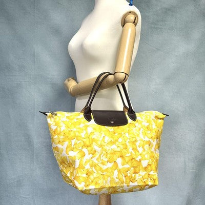 Longchamp Le Pliage L size Tote Bag Handbag Yellow petals Women's fashion
