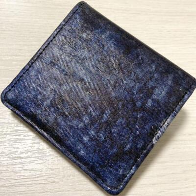 Kyoto traditional Nishijin weave leather bifold wallet indigo dyed 1C