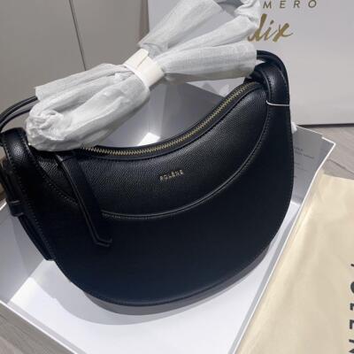 POLÈNE Black Half Moon Shoulder Bag for Women, Black, Mini Bag, with Shoulder