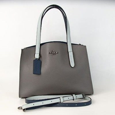 Coach Python Pattern 2way Shoulder Bag Handbag Zip bag Grey Lrather Women's