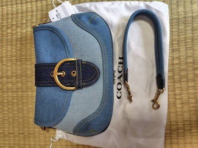 COACH Soho Shoulder Bag Upcycled Repurposed Denim Blue CR737 outlet