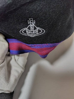 check description chose color Vivienne Westwood Beret hat Beige wool embroidery