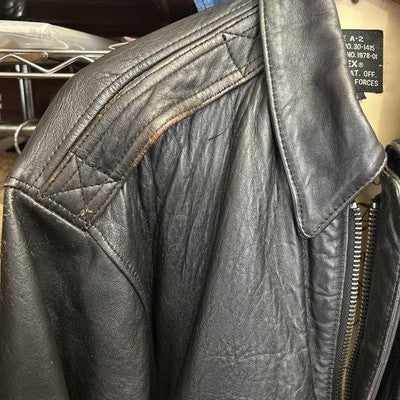 AVIREX TYPE A-2 Bomber Girl Leather Jacket flight jacket Size S Black 1990'