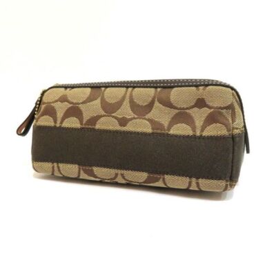 Coach pouch signature beige canvas Pencil case Cosmetic Case Zip case ladies