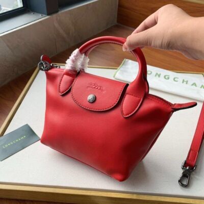 Longchamp Le Pliage XS size Tote Bag Hand bag Shoulder bag Red Leather