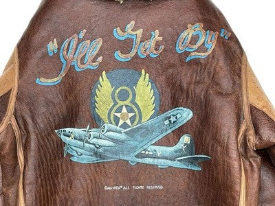 AVIREX B-3 Mouton Flight Jacket Limited Edition Custom Paint 38 Brown
