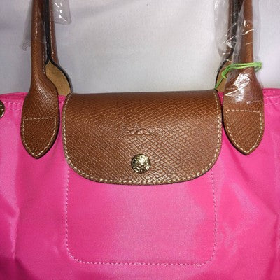 see description 3size Longchamp Le Pliage Tote Bag Handbag Pink Leather