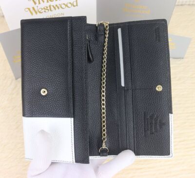 Vivienne Westwood Bi-fold Long Wallet Chain Shoulder Bag 69VV237 Orange Black
