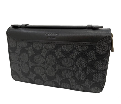 COACH Long Wallet F93240 Double Zip Second Bag Charcoal x Black Outlet Product