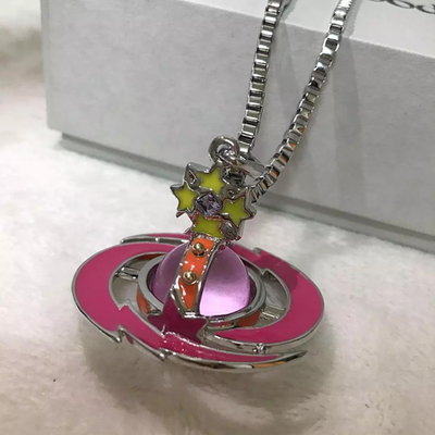 Vivienne Westwood Small Orb Necklace Shooting Star Pink Star Chain 45cm