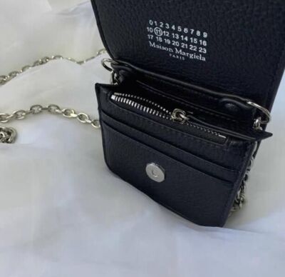 see description 2color Maison Margiela Chain Shoulder Mini Wallet LeatherBi-fold