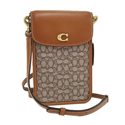 COACH Fawn Crossbody Micro Signature Jacquard Shoulder Bag Leather Canvas
