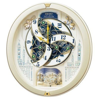 Seiko RE579B Analog Wall Clock Brown 39 Melody In Motion Song Automation japan