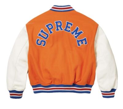 【S,M】BLACK Supreme 2023FW Tiger Varsity Jacket ORANGE Stadium jumper