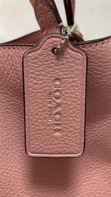 COACH Tote bag Handbag Signature Canvas Leather Shiny Pink Turn Lock Zip bag