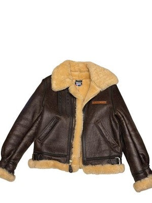 AVIREX TYPE B-3 Real Mouton Jacket bomber jacket Genuine Leather size 36 Brown