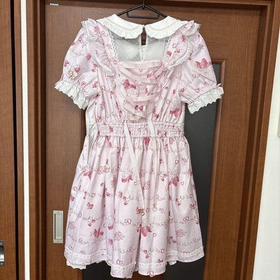 Liz Lisa Creamy Berry print dress babydoll  floral mini dress pink Frill dress