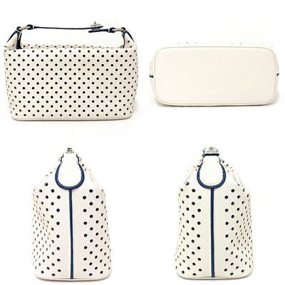 Coach Perforated Leather Pochette Pouch Handbag Cosmetic pouch Punching Ivory