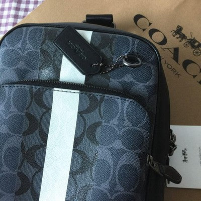 Coach Graham Pack In Blocked Signature Canvas W/ Varsity Stripe C3229 Outlet New
