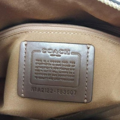 COACH Signature F83607 Beige Cream PVC Leather  Handbag Zip bag Shoulder bag