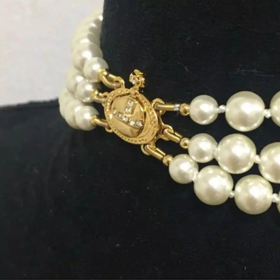 Vivienne Westwood pearl necklace broken gold choker with accessories new