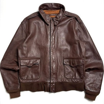 AVIREX A-2 Horse Leather Flight Jacket rider's jacket Brown Size 40/L