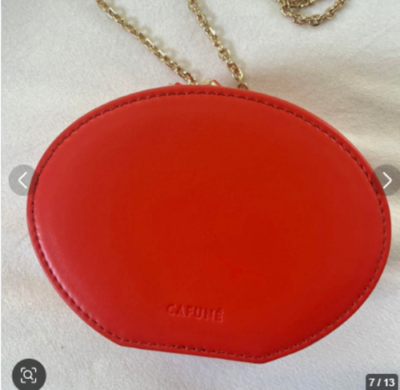 cafune egg chain bag color: scarlet　Orange mini bag for women, brand new