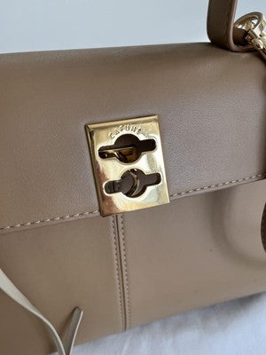 CAFUNÉ leather shoulder bag Stance Bag large with metal fittingssp brown