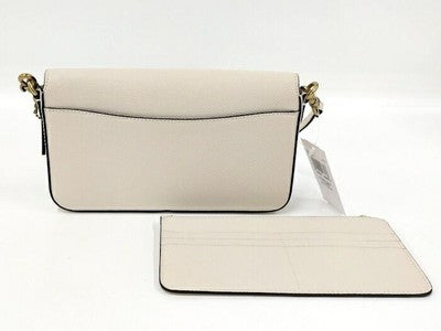 COACH Leather Shoulder Bag Ivory PVC Coating Clutch Bag Handbag Card case