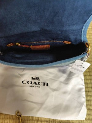 COACH Soho Shoulder Bag Upcycled Repurposed Denim Blue CR737 outlet
