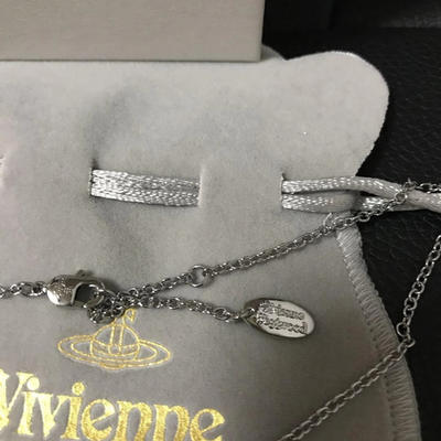Vivienne Westwood Necklace Silver/Blue Gradient Tiny Orb Pendant with 40cm Chain