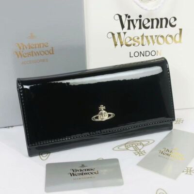 Vivienne Westwood Long wallet enamel bi-fold wallet 63VV507 black