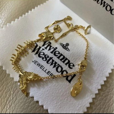 Vivienne Westwood Bracelet Skeleton Mermaid Skull Chain length 18.5cm Ariel Gold