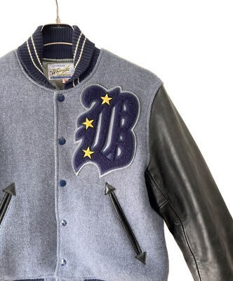 【36】 WHITESVILLE WV12839 Leather Stadium Jumper  jacket Blue x Black