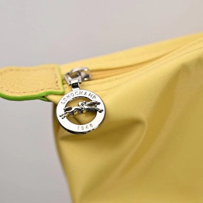 Longchamp S-L size Tote Bag Handbag  Nylon bag Zipper bag Yellow Leather