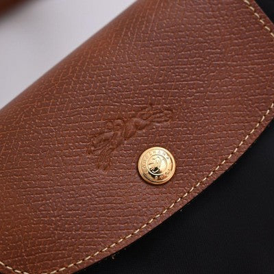 Longchamp L size Nylon Tote Bag Handbag  Business Bag Black × Brown