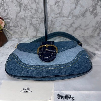 COACH Soho Shoulder Bag Upcycled Repurposed Denim Blue CR737 outlet