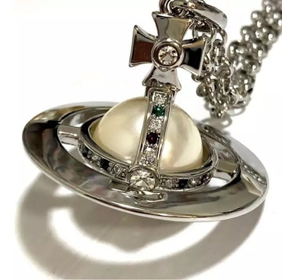 Vivienne Westwood Necklace Small Orb Pearl Dome Type Silver Pendant Necklace