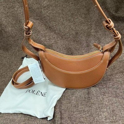 Polene Half Moon Bag Shoulder Bag Brown Women's Mini Bag with Shoulder Strap