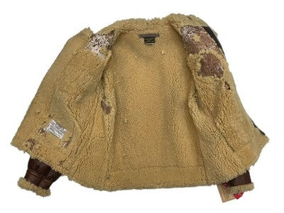 AVIREX B-3 Mouton Flight Jacket Limited Edition Custom Paint 38 Brown