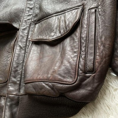 AVIREX Leather Jacket A-2 Genuine Leather Flight Jacket Brown Size XL  90's