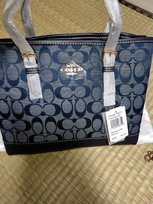 COACH CH228 Mollie Tote 25 2way Chambray Tote Signature Denim 2WAY Outlet New JP