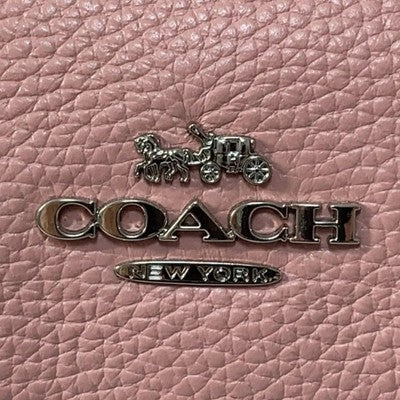COACH Tote bag Handbag Signature Canvas Leather Shiny Pink Turn Lock Zip bag