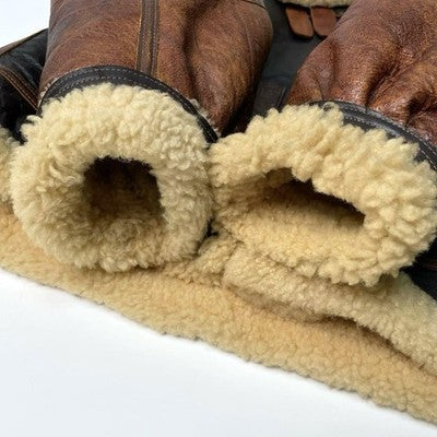 AVIREX B-3 Painted Shearling Jacket Real mouton flight jacket 44 Bomber Brown