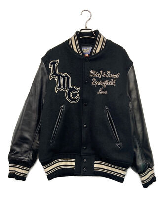 【38】 WHITESVILLE WV1398 Leather Stadium Jumper Varsity Jacket Black