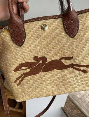 Longchamp Le Pliage M size Tote Bag Handbag Shoulder bags Brown Leather
